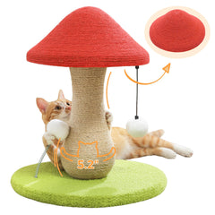 PETEPELA mushroom-cat-scratching-post-assembly: sturdy base supports energetic indoor cats during scratches.