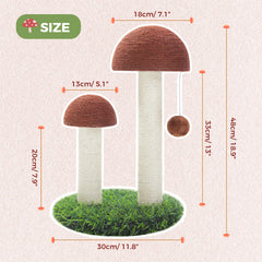 PETEPELA mushroom tall sisal side view showing inviting climbing for kittens