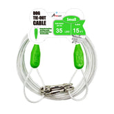 Petest 15ft reflective tie-out cable in use outdoors for secure small-dog freedom.