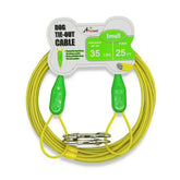 Petest 25ft tie-out cable with swivel clip for secure outdoor tethering.