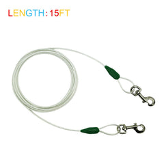 Petest tie-out cable with swivels for secure post or stake attachment