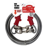 Petest reflective tie out cable in action for safe outdoor supervision at 15 feet