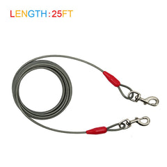 Petest steel cable with swivel clips for secure outdoor use.