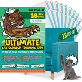 Petfolio 18-pack anti-cat-scratch-deterrent on sofa protects fabric.