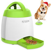 PETGEEK dog food dispensing toy front view shows engaging brain game for canine enrichment.