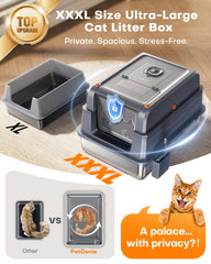 PetGenie 2025 XXXL front open view showing easy litter access for multiple cats.