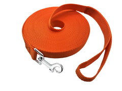 PETGOGO 15ft long dog leash in orange for recall training and controlled walks.