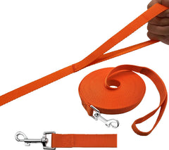 PETGOGO 30ft dog leash in orange for longer recalls during training.