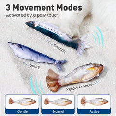 Petgravity Bite-Sized Flopping Fish Toy motion in action for playful engagement.