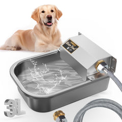 PETHIND automatic water dispenser side view showing outdoor pet hydration potential