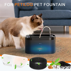 Petilog water dispenser setup shows ready-to-install filtration for pets.