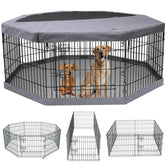 PETIME foldable dog exercise pen, 8-panel, 36H with top cover for quick setup.