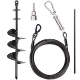 PETINBOX heavy-duty 30ft dog tie-out cable with stake for secure outdoor confinement.
