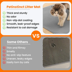 Petinstinct Jumbo Cat Litter Mat bottom layer stores debris, easing disposal.