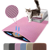 Petinstinct jumbo litter mat pink, top view showing XXL coverage to minimize tracking.