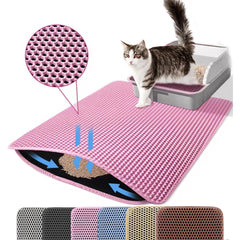 Petinstinct jumbo litter mat pink, top view showing XXL coverage to minimize tracking.