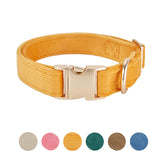 Petiry soft corduroy dog collar orange medium highlighting comfort and fit.