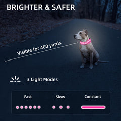 PetIsay Super Bright LED Dog Collar adjustable strap provides a comfortable, secure fit.