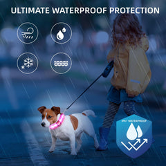 PetIsay Super Bright LED Dog Collar waterproof seal ensures dependable use in rain or water.