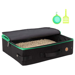 Petisfam Travel Light Litter Box folded-flat for compact storage on the move