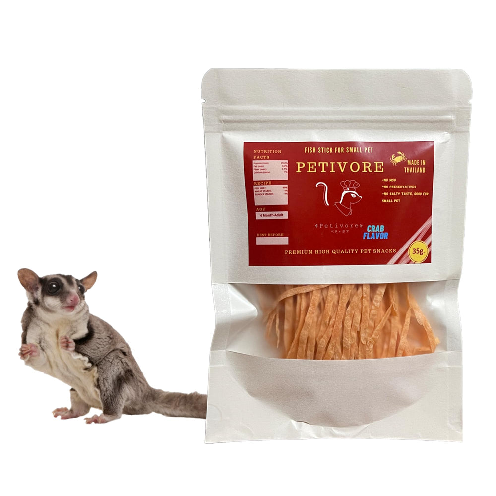 PETIVORE crab flavor snack 35g — real fish treat for small pets