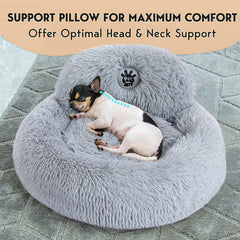 PetJett round donut bed faux fur close up highlighting plush texture