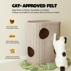 PETKARAY 2-Story Cat House four peekaboo holes invite curious cats.