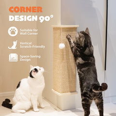 PETKARAY 22-inch wall-mounted scratcher demonstrates vertical scratching to help cats stretch.