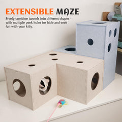 PETKARAY cat tunnel soft felt supports gentle claws and easy maintenance.