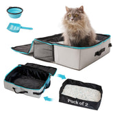 PETKARAY foldable travel litter box, folded for compact packing.