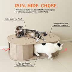 PETKARAY Large Felt Cat Tunnel texture closeup shows soft breathable fabric for year-round comfort.
