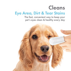Petkin Fingertip Eye Wipes micro-bristle fabric cleans gently