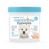 Petkin Fingertip Eye Wipes packaging with 50 wipes for dogs and cats