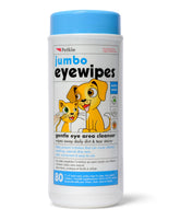 Petkin Jumbo Eye Wipes packaging shown in a resealable canister for easy eye care.