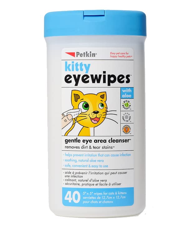 Petkin Kitty Eye Wipes pack open for quick eye cleaning