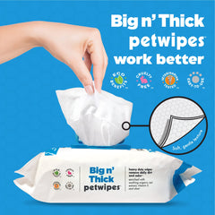 Petkin Large Pet Wipes gentle-cleaning-formula close-up highlights soft care.