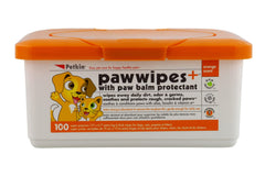 Petkin Paw Wipes tub with 100 wipes for quick paw cleaning on the go