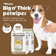 Petkin Pet Wipes large closeup texture demonstrates gentle cleansing on fur
