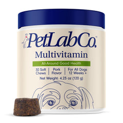 PetLab Co 22-in-1 dog multivitamin chew, pork flavor, supports immune health.
