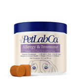 PetLab Co bottle of Allergy & Immune Daily Probiotics for Dogs—seasonal allergy support.