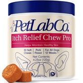 PetLab Co. Itch Relief Chew Pro bottle on shelf may support healthy skin routines
