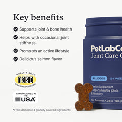 PetLab Co Joint Care Chews with green-lipped mussels for joint-supportive nutrition.