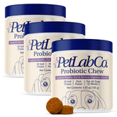 PetLab Co. dog probiotics pork-flavor soft chews in bottle support gut health.