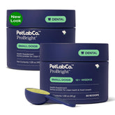 PetLab Co ProBright dental powder packaging shows two-pack convenience for small dogs.