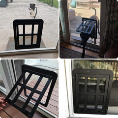 PETLESO dog door magnetic closure close automatically for hands-free pet entry.