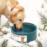 PETLESO heated water bowl outdoors keeps drinking water from freezing for outdoor pets.