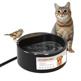 PETLESO outdoor heated water bowl thermostat closeup showing warmth control for winter hydration