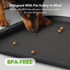 PETLIBRO non-slip dog bowl mat keeps bowls steady and reduces sliding on slippery floors.