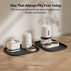 PETLIBRO raised-edge spill protection traps crumbs and liquids, minimizing mess around feeders.