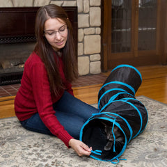 PetLike S Way cat tunnel spring frame delivers sturdy, easy pop-out setup.